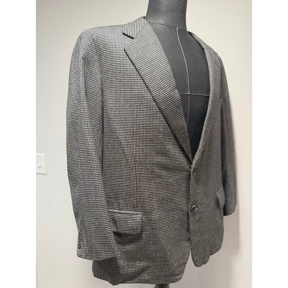Brioni Neiman Marcus Escorial Wool Suit Jacket Houndstooth Blk White Size 48R JL - Picture 6 of 16